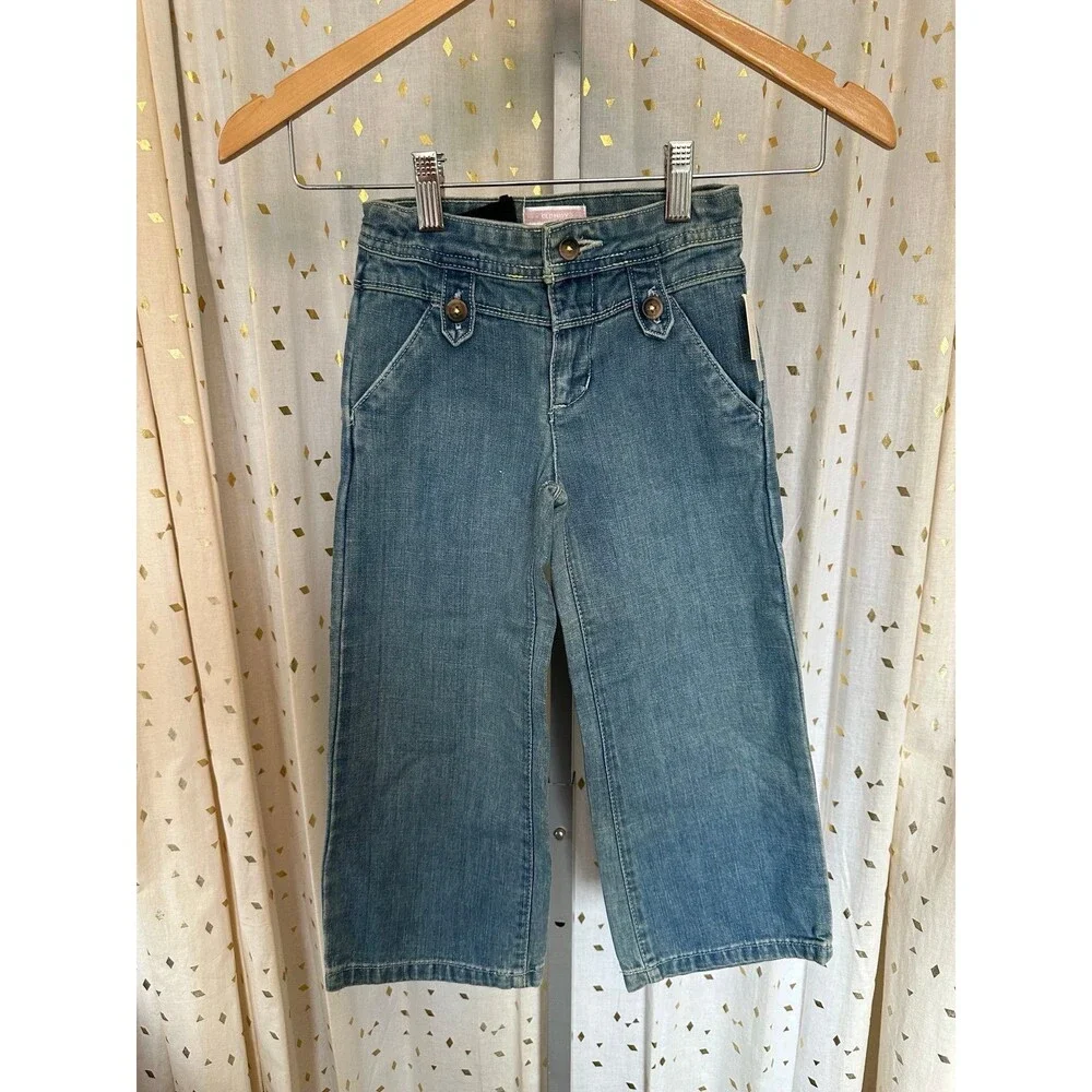 NWT Old Navy Toddler Girl Adjustable Wasit Wide Leg Flare Denim Jeans 4T